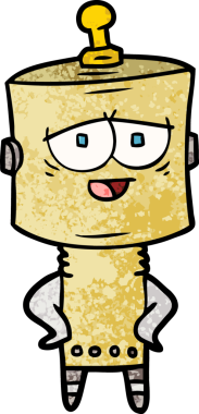 Bir insan tarafından çizilmiş çizgi film robotu