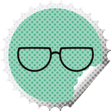 Bir insan tarafından çizilmiş grafik vektör illüstrasyon yuvarlak etiketi