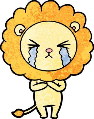 Bir insan tarafından çizilmiş ağlayan bir aslan.