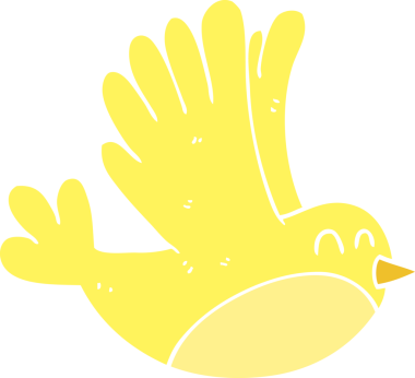 Bir insan tarafından çizilen kuşun düz renk çizimi