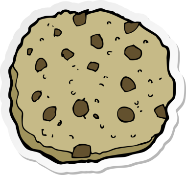 Bir insan tarafından çizilmiş çikolatalı kurabiye etiketi.