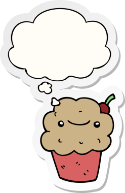 İnsan tarafından çizilmiş bir çıkartma olarak düşünce baloncuklu çizgi film keki.