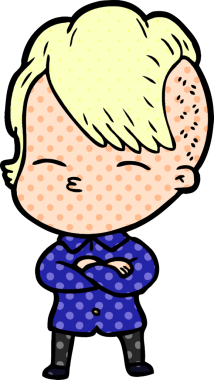 Bir insan tarafından çizilmiş şaşı çizgi film kızı.