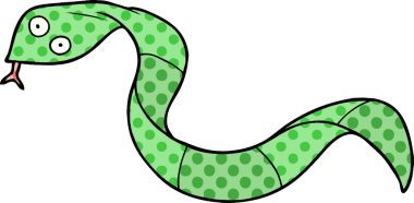 Bir insan tarafından çizilmiş çizgi film yılanı.