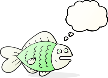 Serbest çizim düşünce balonu karikatürü Bir insan tarafından çizilmiş komik balık