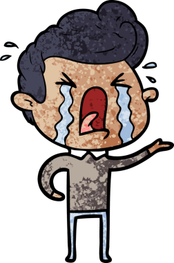 Bir insan tarafından çizilmiş ağlayan bir karikatür.