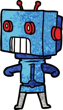 Bir insan tarafından çizilmiş çizgi film robotu