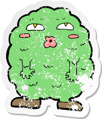 Bir insan tarafından çizilmiş komik bir çizgi film canavarının gerilimli çıkartması.