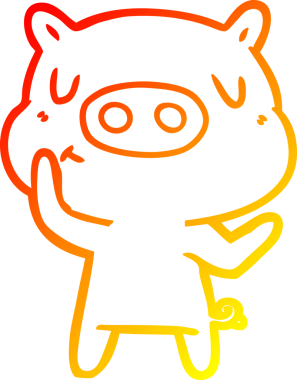 Bir insan tarafından çizilen çizgi film içerikli domuzun sıcak çizgi çizimi