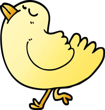 vektör gradyan çizim karikatürü bir insan tarafından çizilmiş kibirli kuş