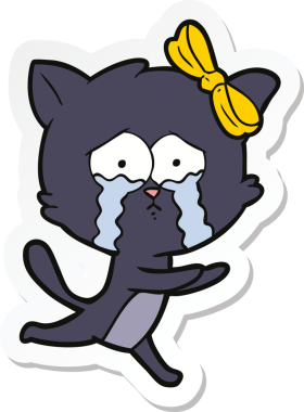 Bir insan tarafından çizilmiş çizgi film kedisinin çıkartması.