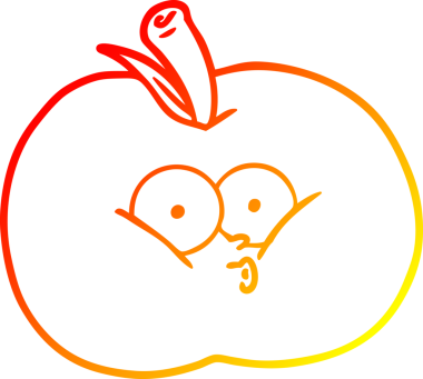 Bir insan tarafından çizilen elma çizgi romanının sıcak gradyan çizimi