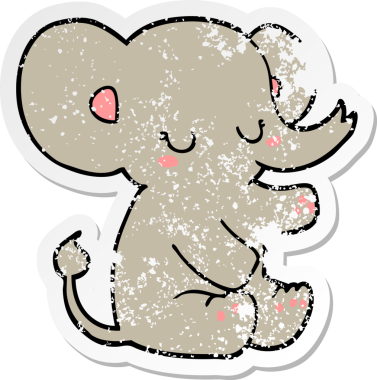 Bir insan tarafından çizilmiş karikatür filinin sıkıntılı çıkartması.