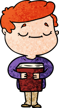 Bir insan tarafından çizilmiş kitabı taşıyan barışçıl bir adam.