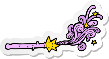 Bir insan tarafından çizilmiş sihirli değnek çıkartması.