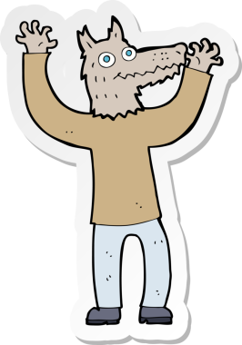 Bir insan tarafından çizilmiş bir kurt adamın çıkartması.