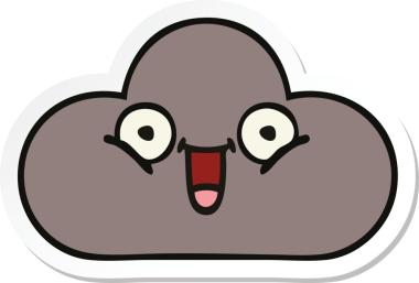 Bir insan tarafından çizilmiş şirin bir fırtına bulutunun çıkartması.