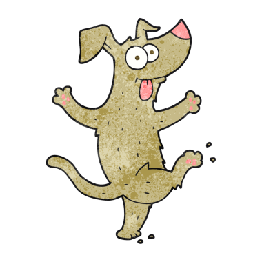 Bir insan tarafından çizilmiş el yapımı çizgi film köpeği.