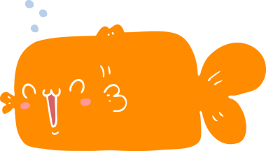 Bir insan tarafından çizilmiş düz renkli karikatür balığı