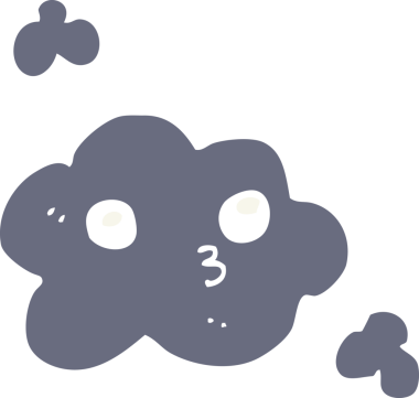 Bir insan tarafından çizilmiş şirin düz renkli çizgi film bulutu