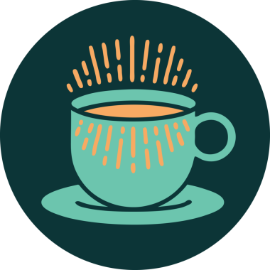 Bir insanın çizdiği kahve fincanının ikonik dövme şekli.