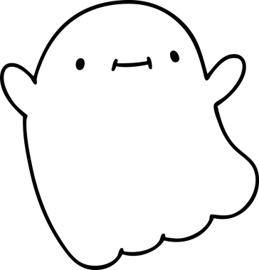 Bir insan tarafından çizilmiş mutlu bir cadılar bayramı hayaletinin çizgi karalaması