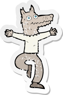 Bir insan tarafından çizilmiş bir kurt adamın gerilimli çıkartması.