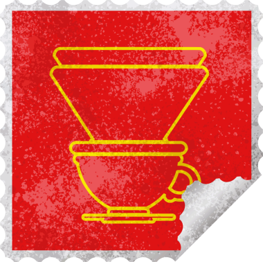 Bir insan tarafından çizilmiş kahve filtresi kare kabuğu çıkartması.