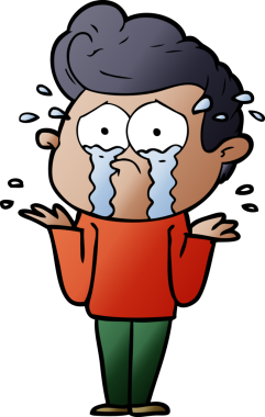 Bir insan tarafından çizilmiş ağlayan bir karikatür.