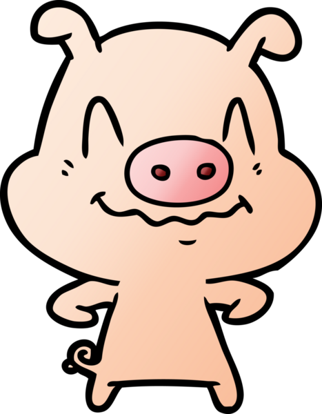 Bir insan tarafından çizilmiş sinirli çizgi film domuzu.