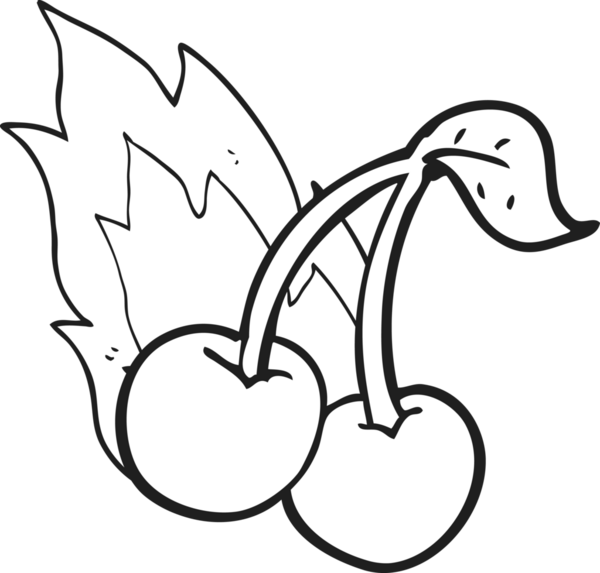 Bir insan tarafından çizilmiş yanan kirazlar.