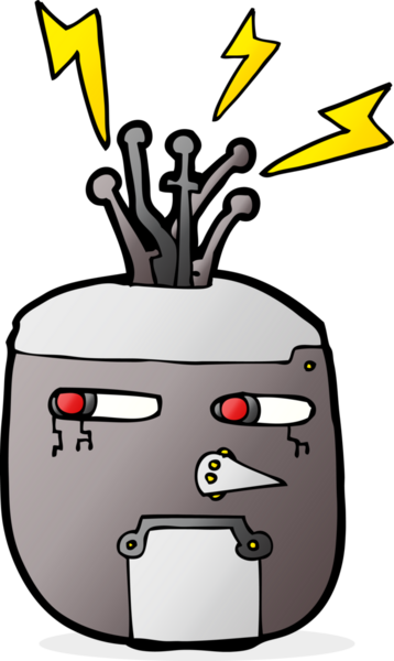 Bir insan tarafından çizilmiş robot kafası.