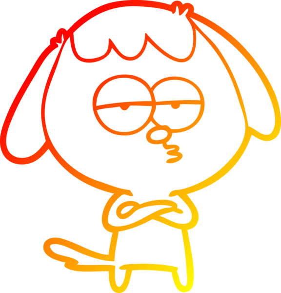 Bir insan tarafından çizilen ve sıkılmış bir köpeğin sıcak çizgi çizimi.