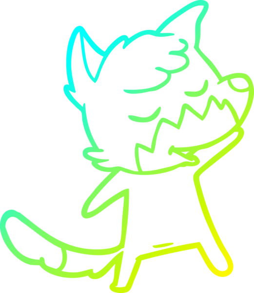 Bir insan tarafından çizilmiş dost canlısı bir tilkinin soğuk çizgi çizimi.