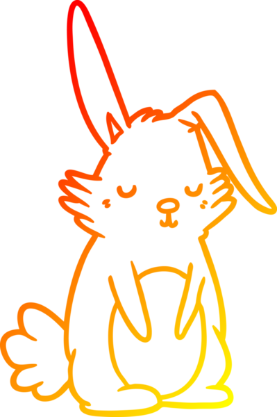 Bir insan tarafından çizilmiş uykulu bir tavşanın sıcak çizgi çizimi