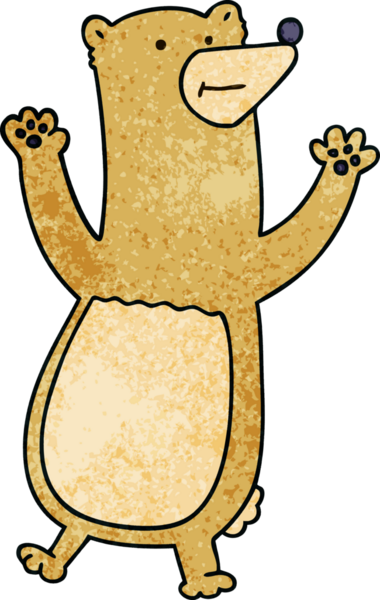 Bir insan tarafından çizilmiş garip bir çizgi film ayısı.