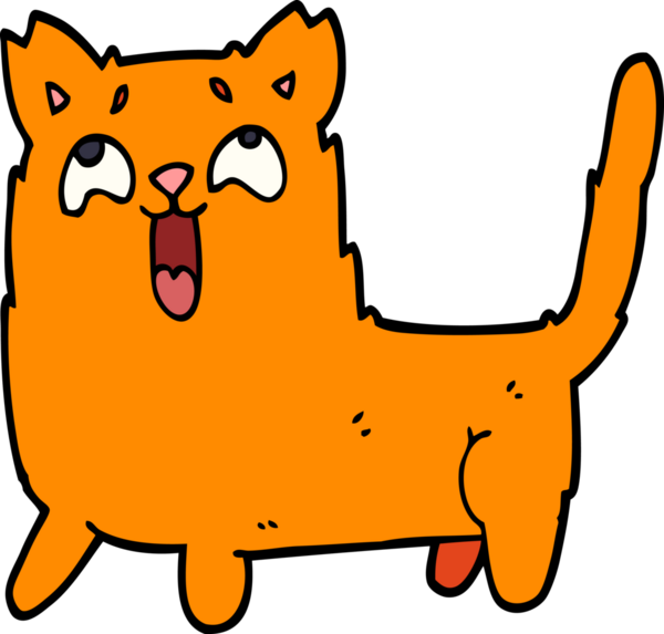 Bir insan tarafından çizilmiş komik bir kedi.