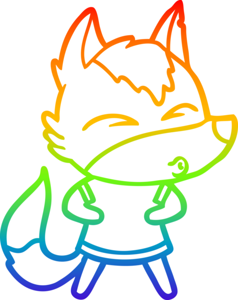 Gökkuşağı gradyan çizgi çizimi bir insan tarafından çizilmiş bir kurt çizgi filmi.