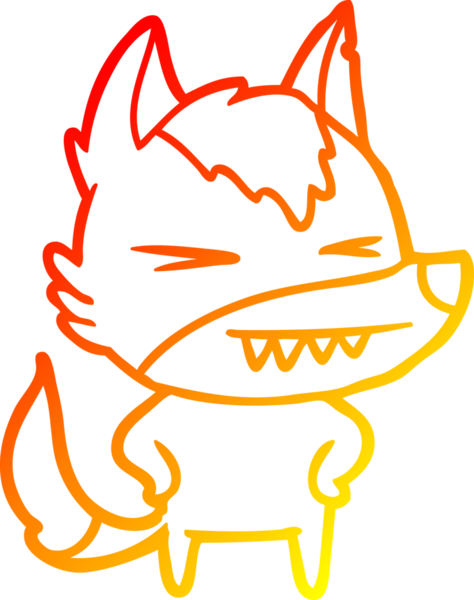 Bir insan tarafından çizilmiş kızgın bir kurt çizgi karakteri.