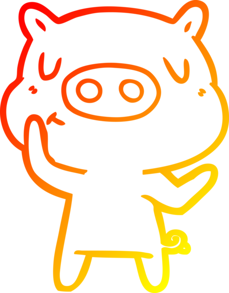 Bir insan tarafından çizilen çizgi film içerikli domuzun sıcak çizgi çizimi