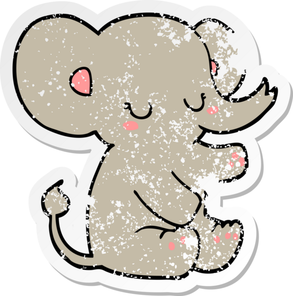 Bir insan tarafından çizilmiş karikatür filinin sıkıntılı çıkartması.