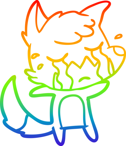 Bir insan tarafından çizilmiş ağlayan tilki çizgi filminin çizimi.