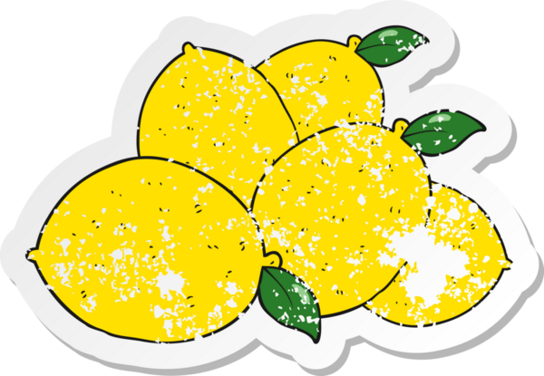 Bir insan tarafından çizilmiş karikatür limonlarının geriletilmiş yapıştırması.