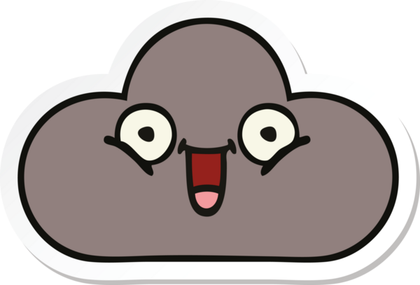 Bir insan tarafından çizilmiş şirin bir fırtına bulutunun çıkartması.