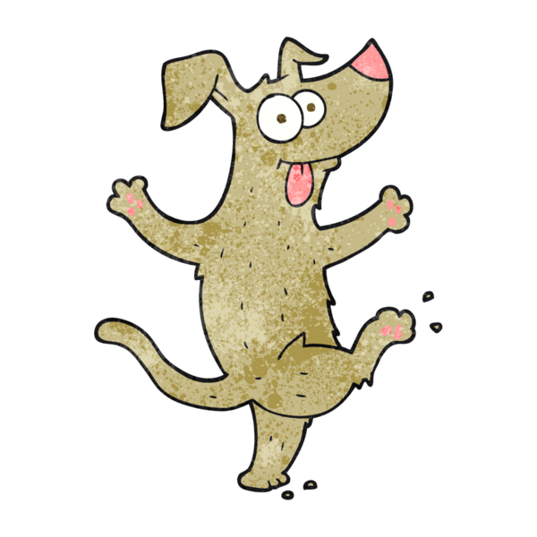 Bir insan tarafından çizilmiş el yapımı çizgi film köpeği.