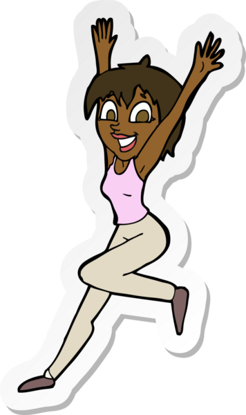 Bir insan tarafından çizilmiş heyecanlı bir karikatür çıkartması.