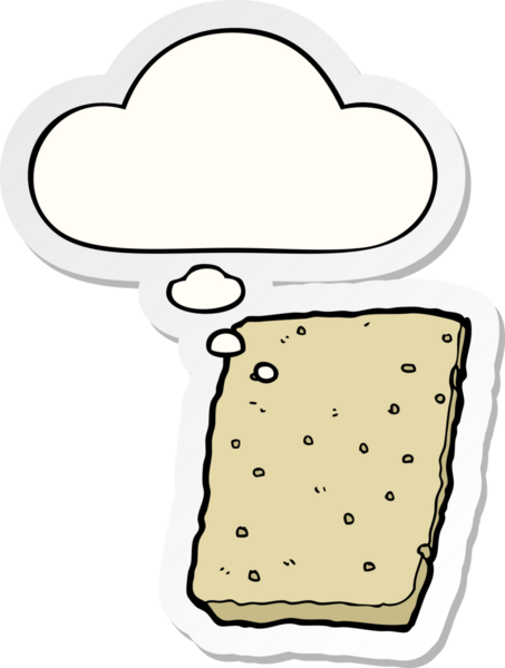 Düşünce baloncuklu çizgi film bisküvisi insan tarafından çizilmiş bir çıkartma.