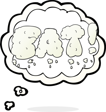 Bir insan tarafından çizilmiş FAT sembolü düşünce baloncuğu karikatürü