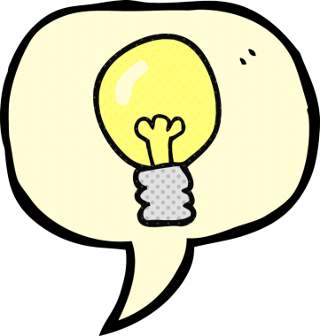 Bir insan tarafından çizilmiş serbest çizilmiş çizgi roman konuşma balonu çizgi film ampulü