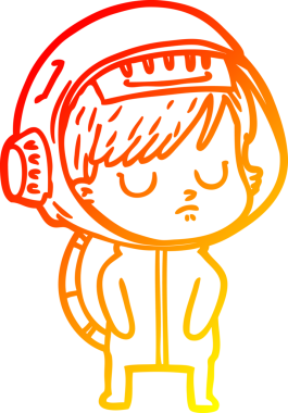 Bir insan tarafından çizilmiş bir astronot kadın çizgi çizimi.